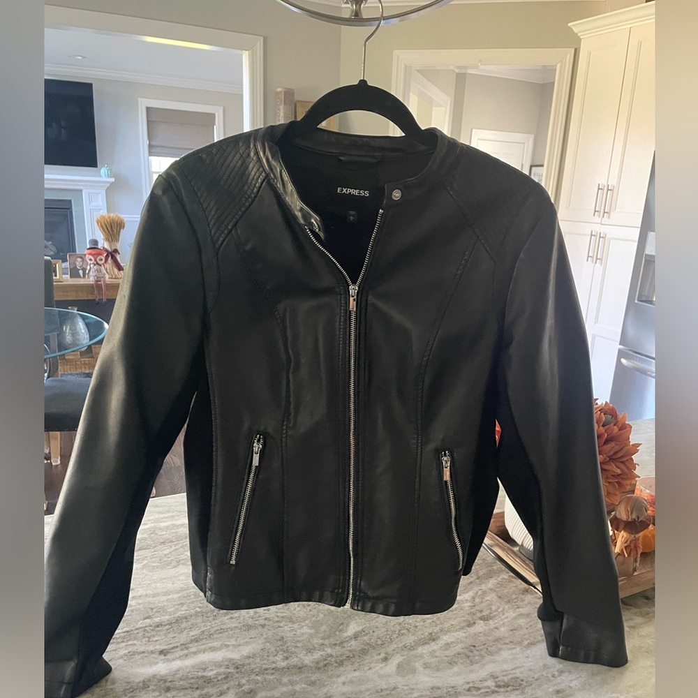 Express Faux black leather jacket Large